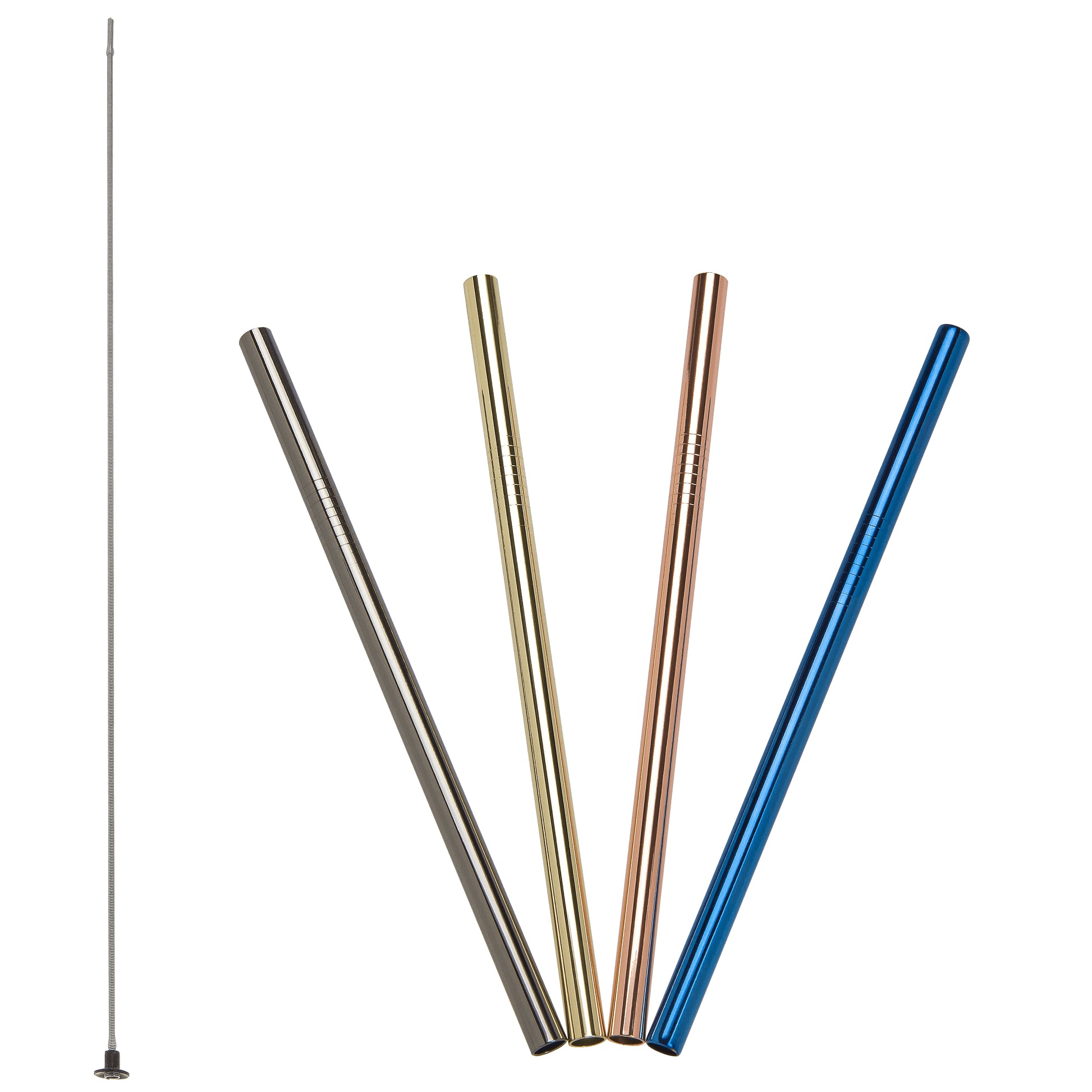 Lurch Gebogene Trinkhalme – Mehrfarbig – Ø 8 mm × 21,5 cm – Edelstahl – 4 Stk – mit Bürste