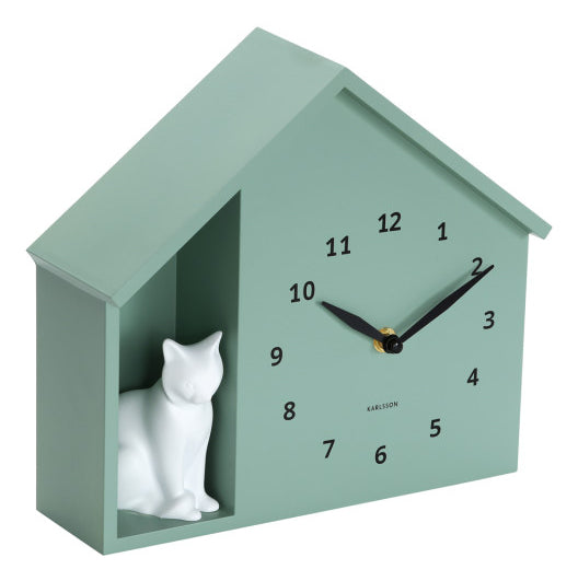 Karlsson Tischuhr Sitting Cat – Analog – 24,9 × 27 × 9 cm, Schwarz, Kunststoff