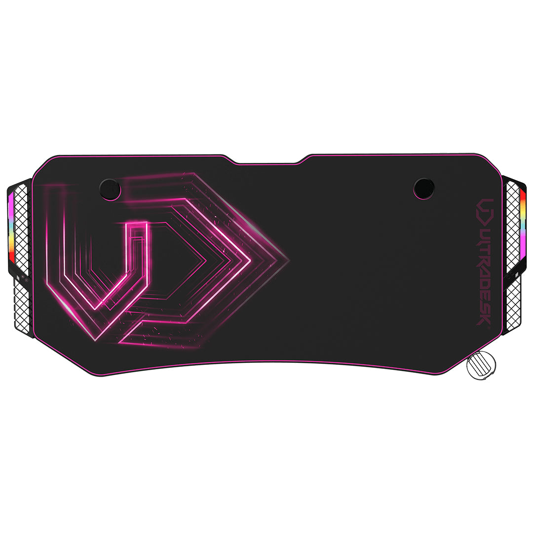 Ultradesk Frag XXL Gaming-Tisch – 165 × 75 cm, pink, Stahl