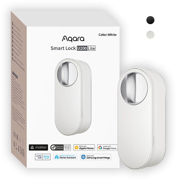 Aqara U200 Lite Smart-Türschloss – BT, Türe, Akku (Li‑Ion 7,4 V), Weiss, 62×61×153 mm