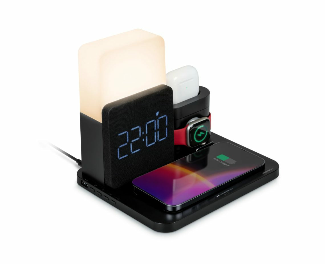 Thomson CL800I Ladepad – Qi – 10 W – für Smartphone/Apple Watch/kabellose Kopfhörer – Schwarz