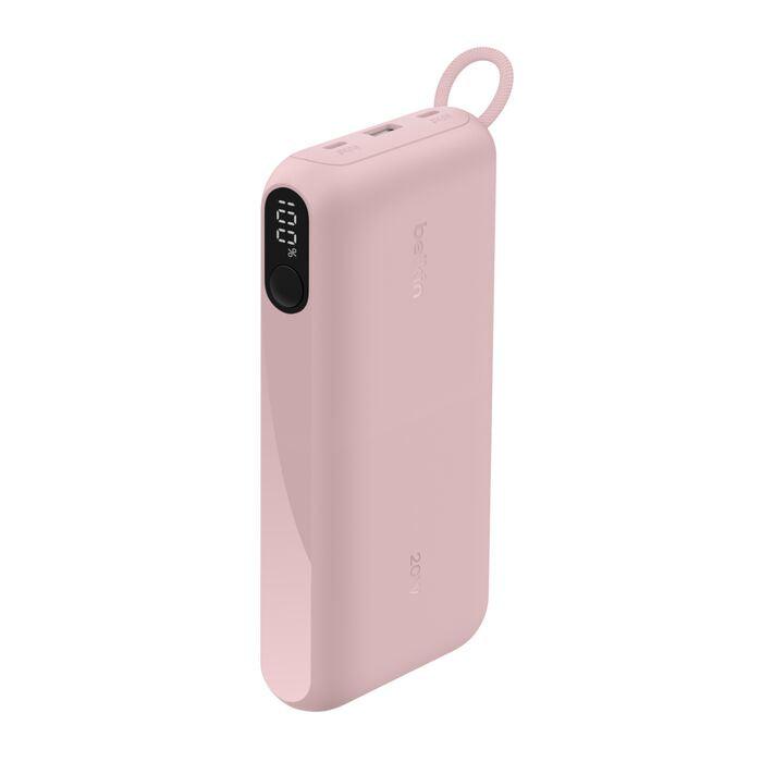 Belkin Powerbank 20000 mAh, PD 20 W, mit Display, Pink