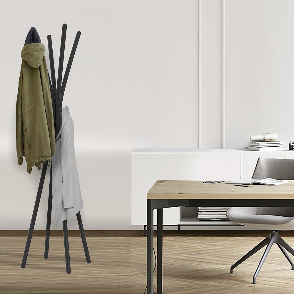 Unilux Garderobenständer TOTEM – Metall, Schwarz, 175 cm, 8 Haken