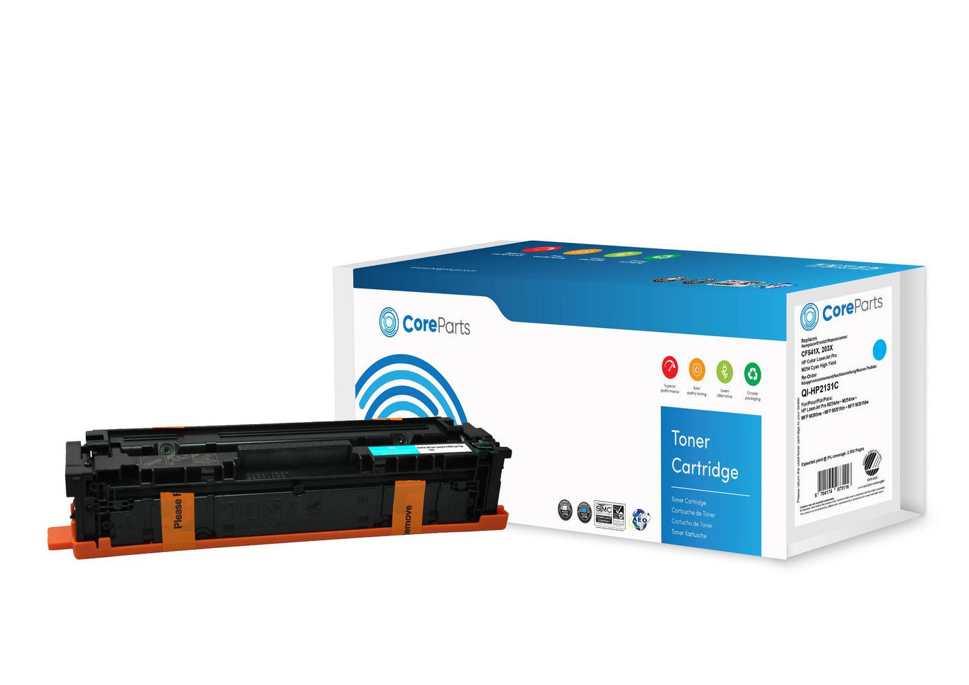 CoreParts M254C (CF541X) Cyan Toner – Kompatibel XL – 2'500 Seiten – für HP Color LaserJet Pro M254