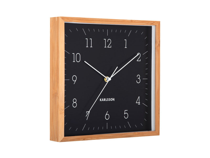 Karlsson Neat Cuadrado Wanduhr – Analog, 29,2 × 29,2 × 4,5 cm, Schwarz, Bambus