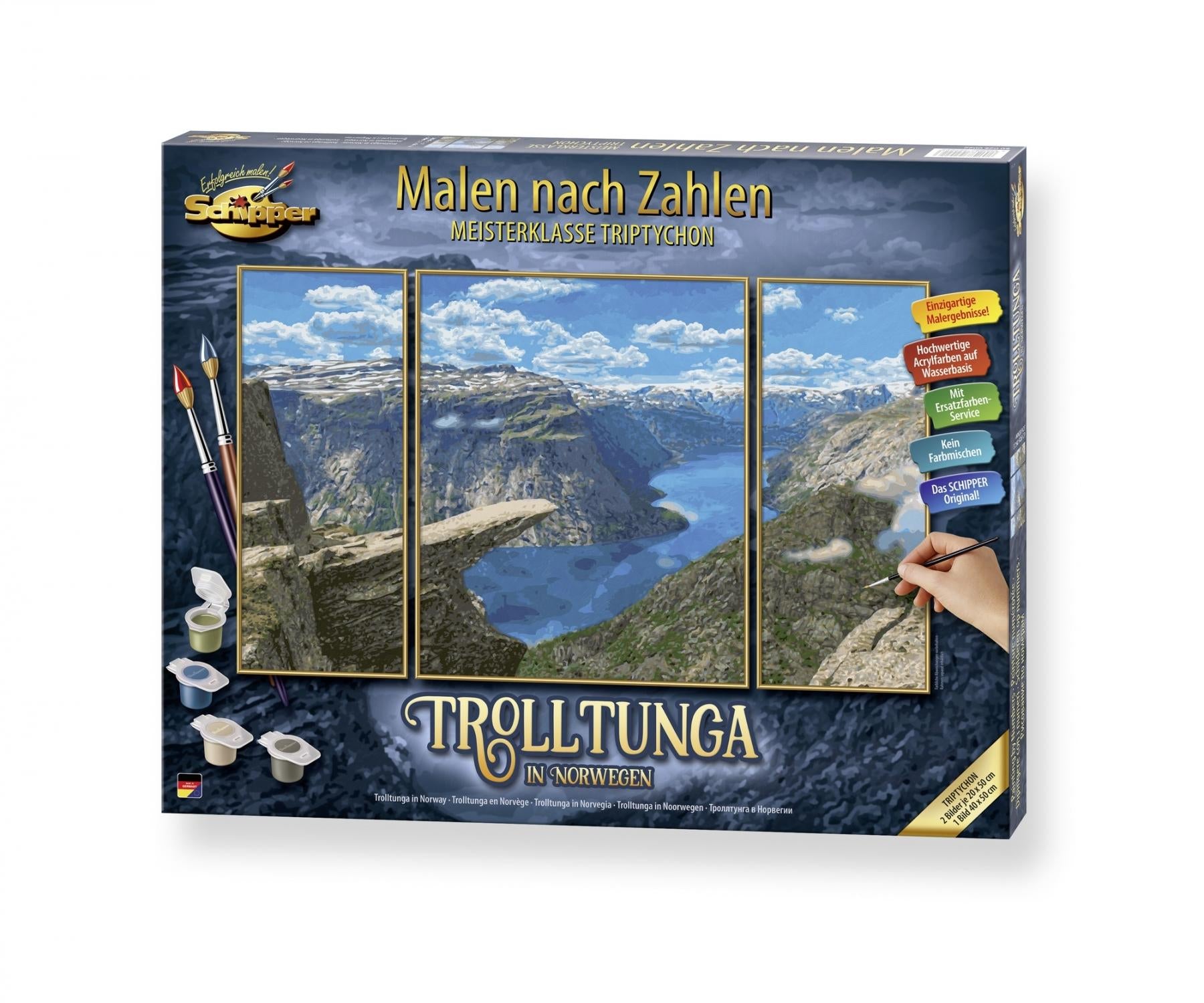Schipper Malen-nach-Zahlen-Set – Trolltunga (Norwegen) – 3-teilig, 80 × 50 cm – ab 14 Jahren