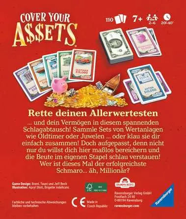 Ravensburger Cover your Assets – Kartenspiel, 2–6 Spieler, ab 7 Jahren, 20–40 Min., DE
