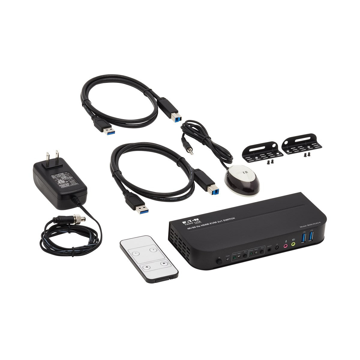 Tripp Lite B005-HUA2-K – 2-Port HDMI KVM-Switch – 4K/60 Hz, USB 3.0-Hub, Audio
