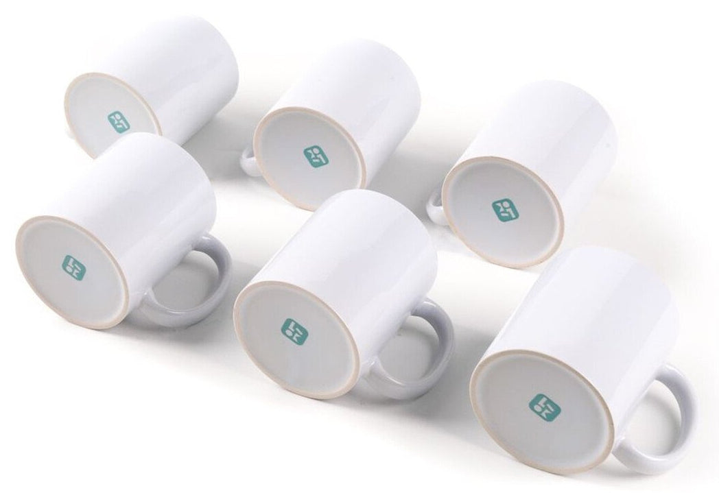 LOKLiK Becher – 6er Set, 325 ml, Keramik, Weiss