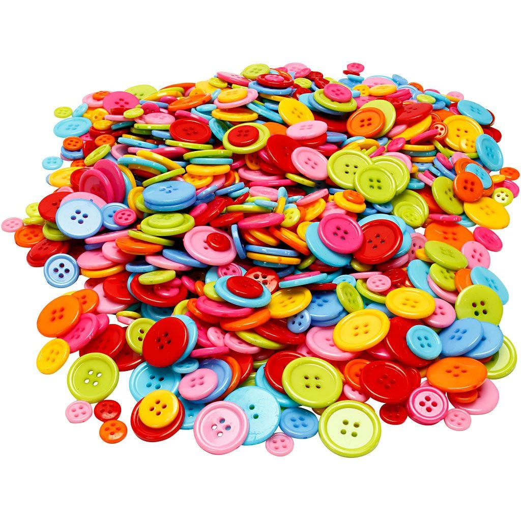Creativ Company Knöpfe Ø 10 mm – Kunststoff, mehrfarbig, 500 g