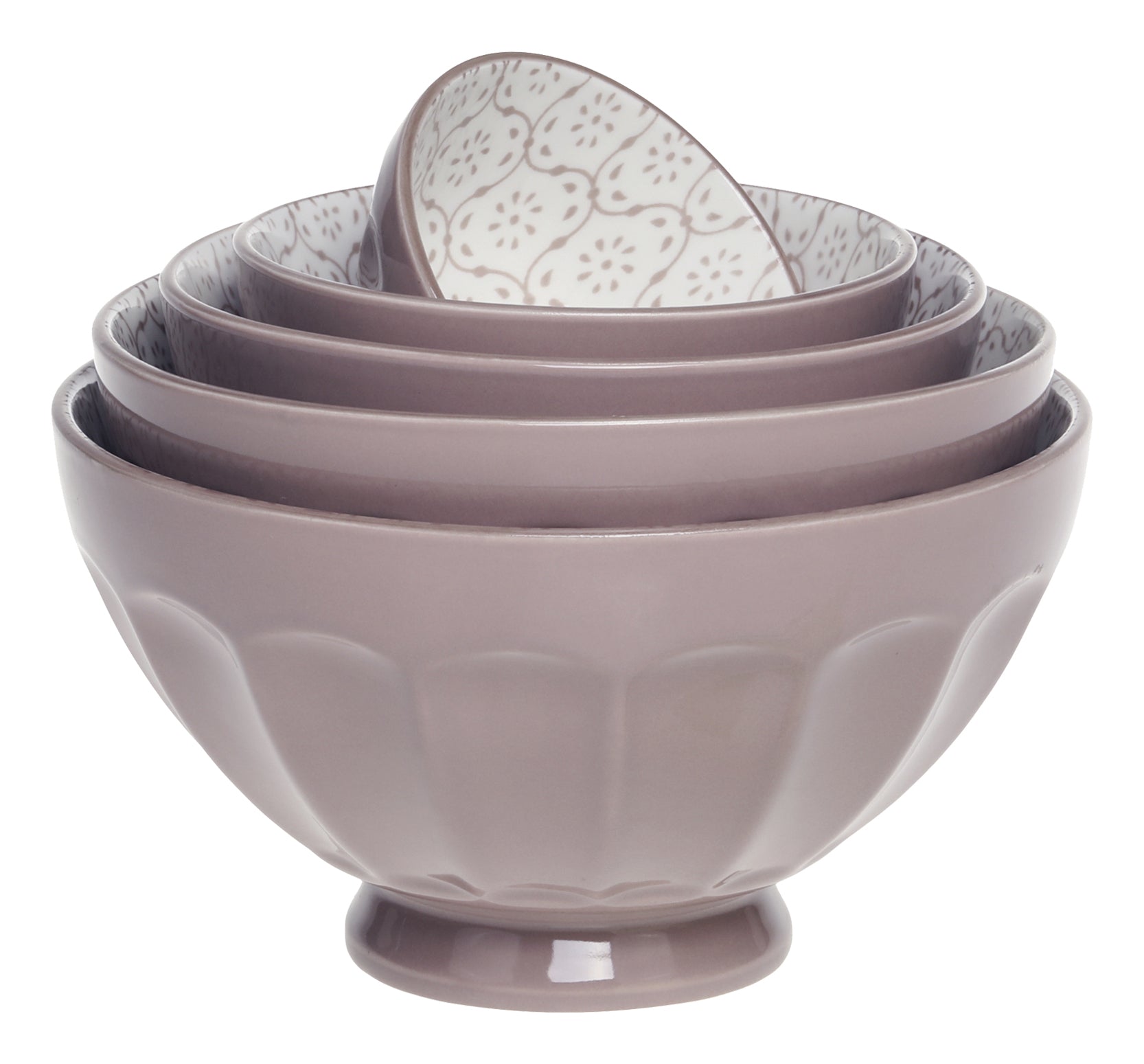 Chic Antique Schüssel-Set Arés – 5-teiliges Set, Ø 8 cm, Porzellan, Taupe, spülmaschinenfest, mikrowellengeeignet