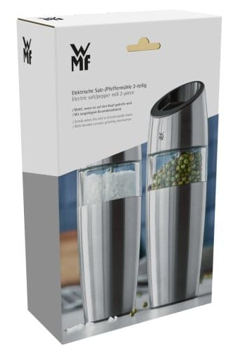 WMF Elektromühleset 0667359990 – 2-teilig, Keramikmahlwerk, stufenloser Mahlgrad – Schwarz/Edelstahl