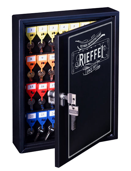 Rieffel KR-LEGEND 42 PZ – Schlüsselkasten, für 42 Schlüssel, Zylinderschloss, Stahl, Schwarz, 270 × 65 × 350 mm