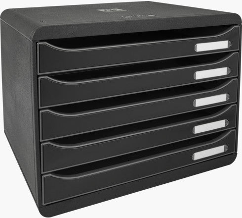 Exacompta Big-Box Plus Schubladenelement – 5 Schubladen, für A4+, Polystyrol (PS), B 270 × H 271 × T 355 mm