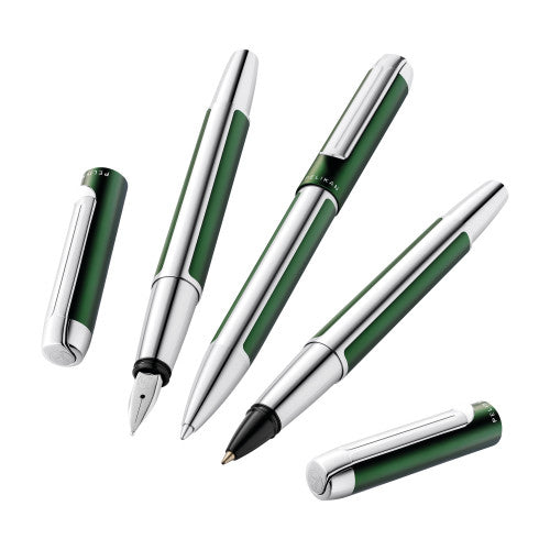 Pelikan Pura K40 Kugelschreiber – Schwarz, Deckel, Aluminium, Grün, nachfüllbar