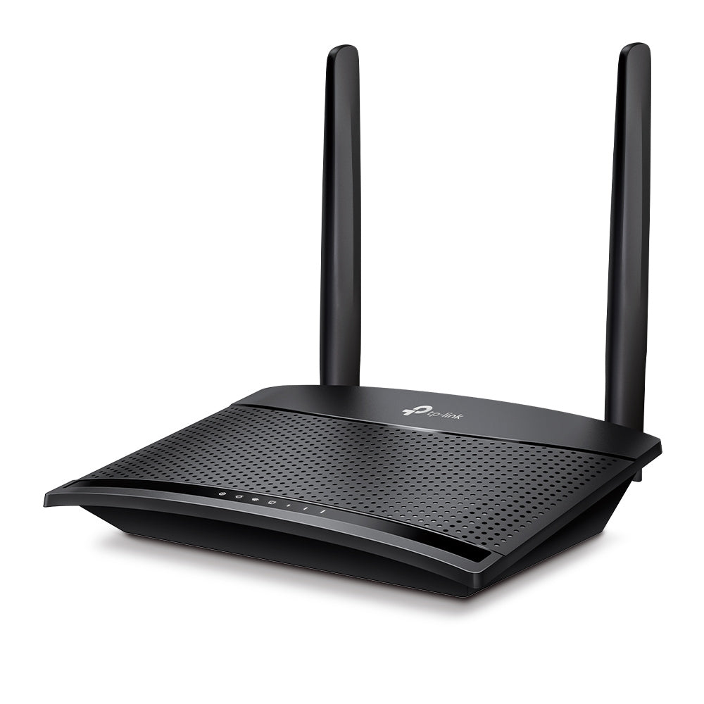 TP-Link LTE-Router, Wi-Fi 4, Einzelband (2,4 GHz), bis 300 Mbit/s, 2x RJ-45 (10/100), 4G, Micro-SIM, Schwarz