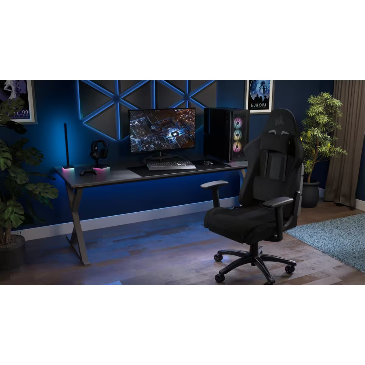 Corsair Gamingstuhl TC100 Relaxed – Sitzhöhe 45–53 cm, 120 kg, schwarz