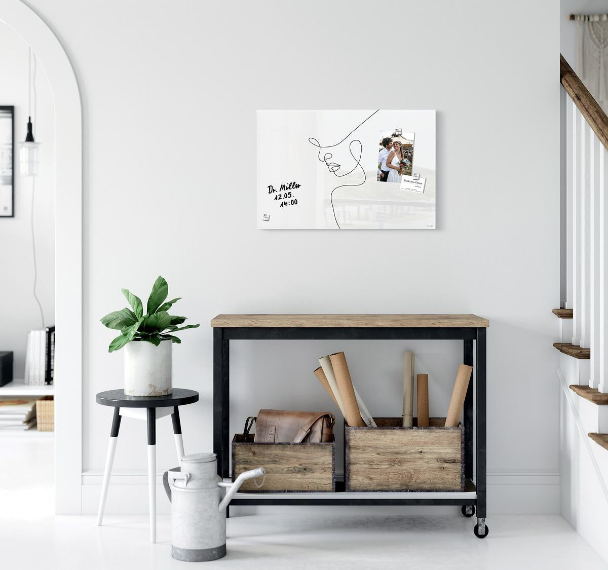 Sigel Whiteboard – 60 × 40 cm, Glas, magnetisch, Wandmontage, inkl. Magnetwürfel, Montagesatz