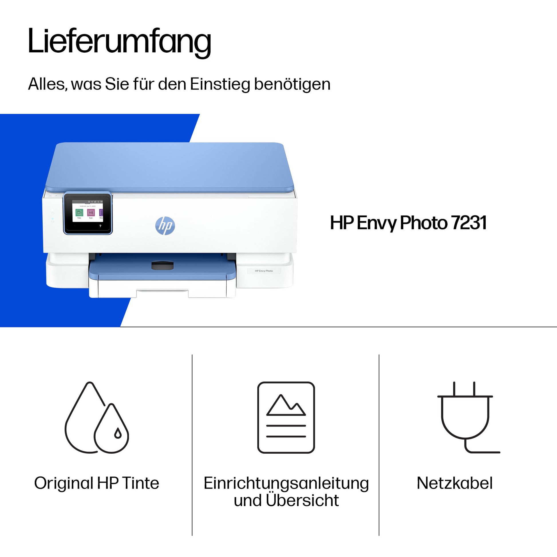 HP Envy Photo 7231 – Farbtintenstrahl-Multifunktionsdrucker, A4, 3-in-1, Duplex, ADF, WLAN, AirPrint, Mopria