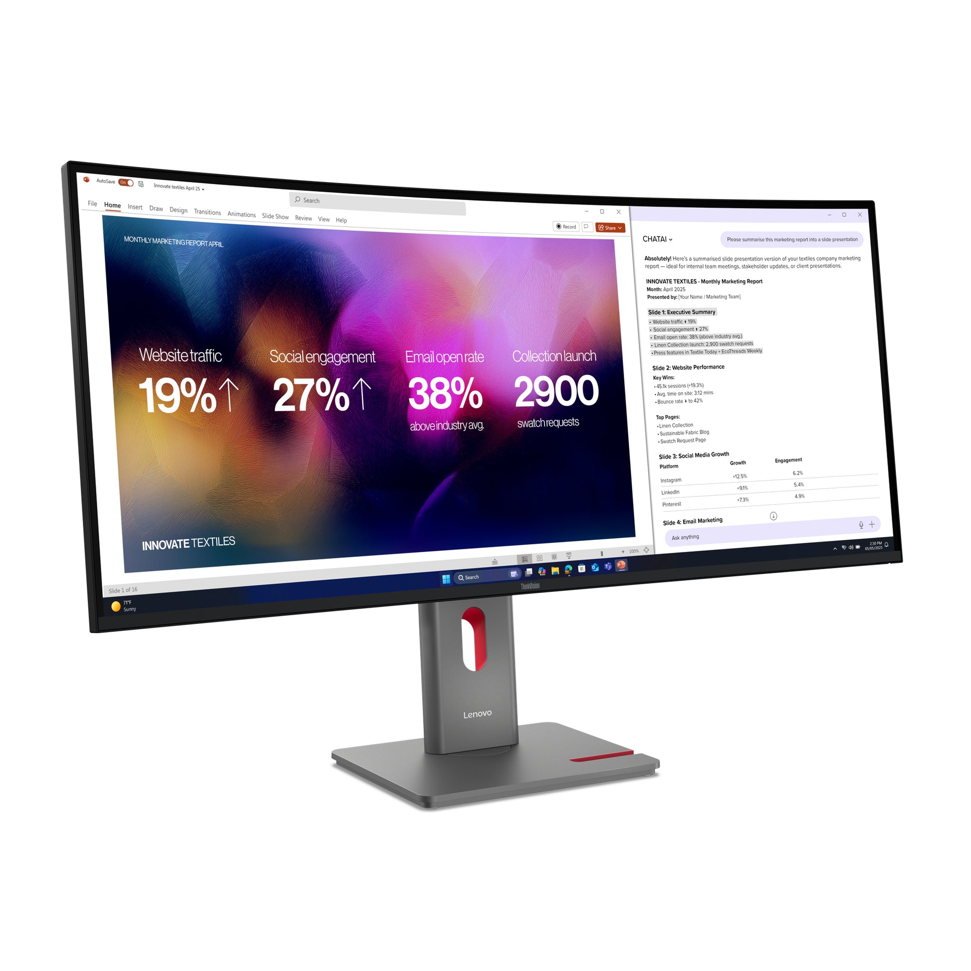 Lenovo ThinkVision P40Wd-40 – 39,7" Curved, 5120 × 2160, IPS, 120 Hz, Thunderbolt 4, KVM, LAN, HDR10