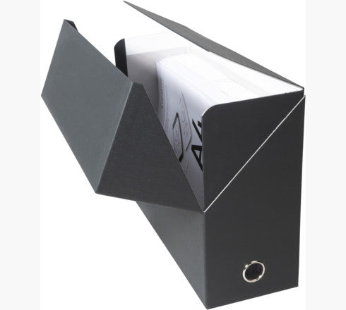 Exacompta Archivschachtel – für A4, B 250 × H 330 × T 120 mm, mit Klappdeckel und Griffloch, schwarz