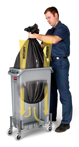 Rubbermaid Recyclingbox Slim Jim – 87 l – Kunststoff, rechteckig – gelb, ohne Deckel, mit Lüftungskanälen