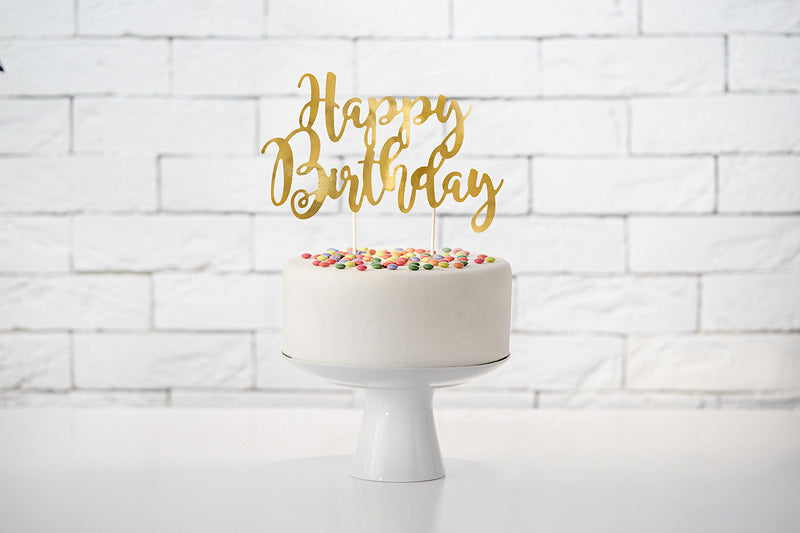 PartyDeco Party-Piekser Happy Birthday – Gold – 22,5 cm – Papier – 1 Stk