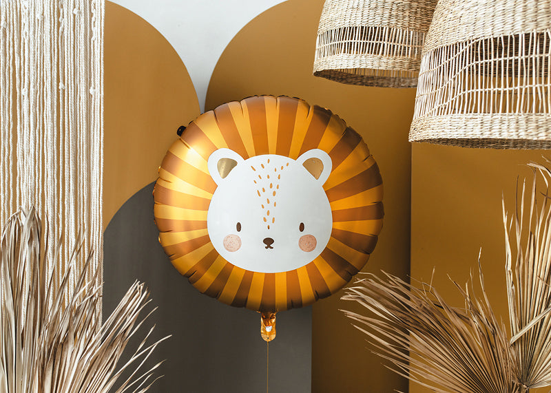 PartyDeco Folienballon Löwe – Gelb – 70 × 67 cm – 1 Stk