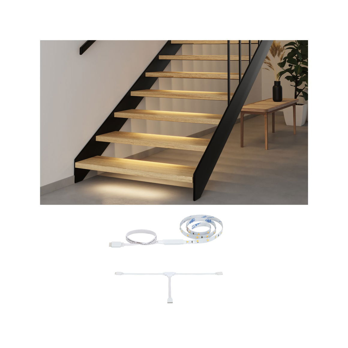 Paulmann LED-Strip/Leuchtstreifen 0,5 m – Warmweiss, 32 lm, 0,3 W – IP20 – 1 Stk. – Weiss, Kupfer