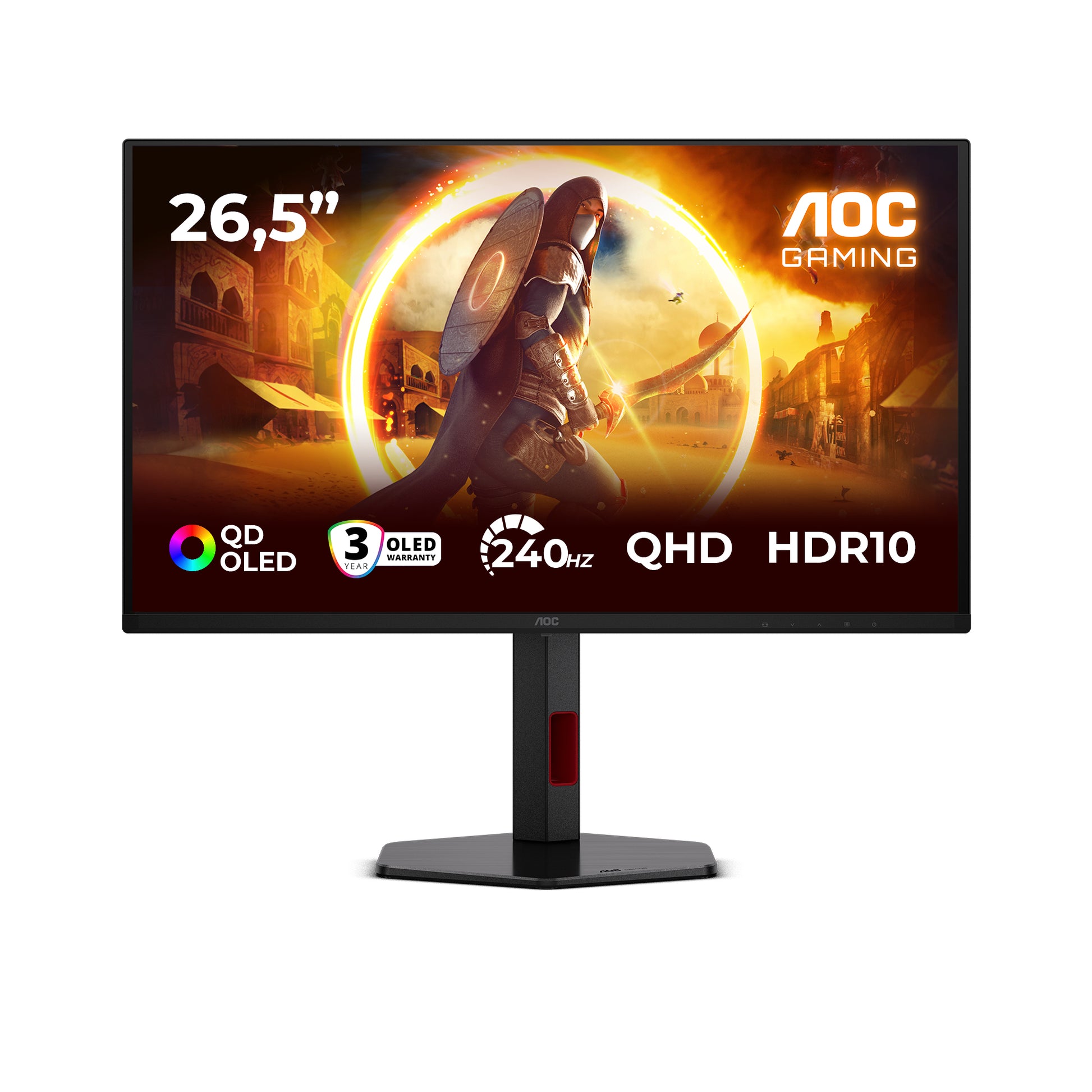 AOC Q27G4ZDR – Monitor, 26,5" WQHD (2560 × 1440), OLED, 240 Hz, Adaptive Sync, VESA 100 × 100, Rot
