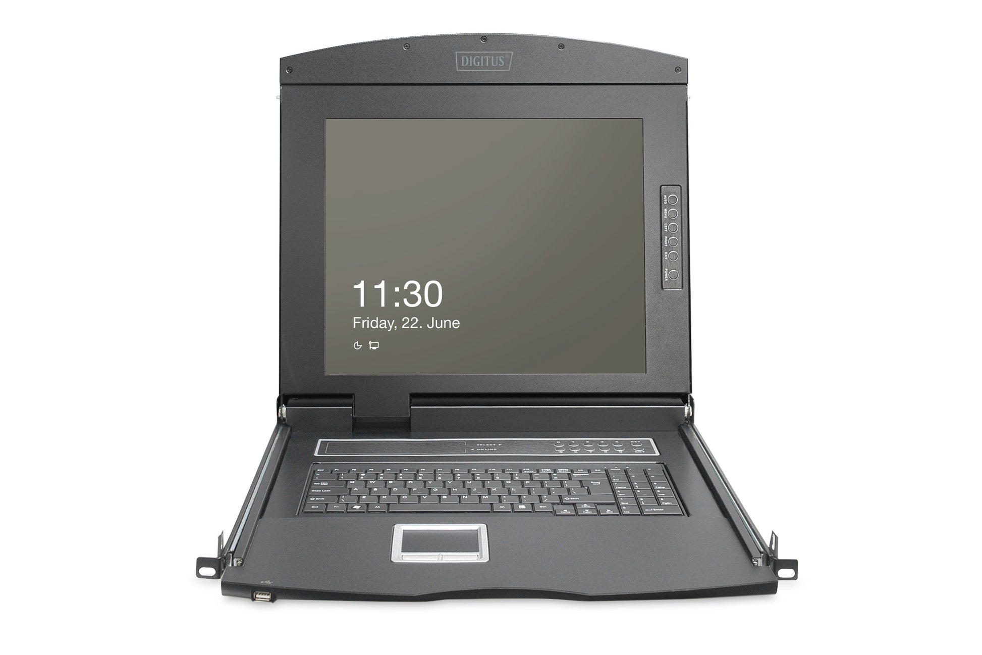 Digitus 19" Rack-LCD-Konsole – 16-Port VGA KVM, 1920 × 1080, DE QWERTZ, USB 2.0, Touchpad – 1U