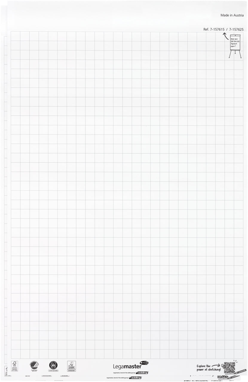 Legamaster Sketch Eco Flipchart – 65 × 98 cm, 2 × 50 Blatt, Hochweiss