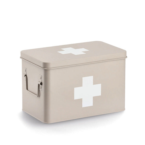Zeller Present Aufbewahrungsbox (mit Deckel) – Metall – Beige – mit Griff – 195 × 200 × 320 mm