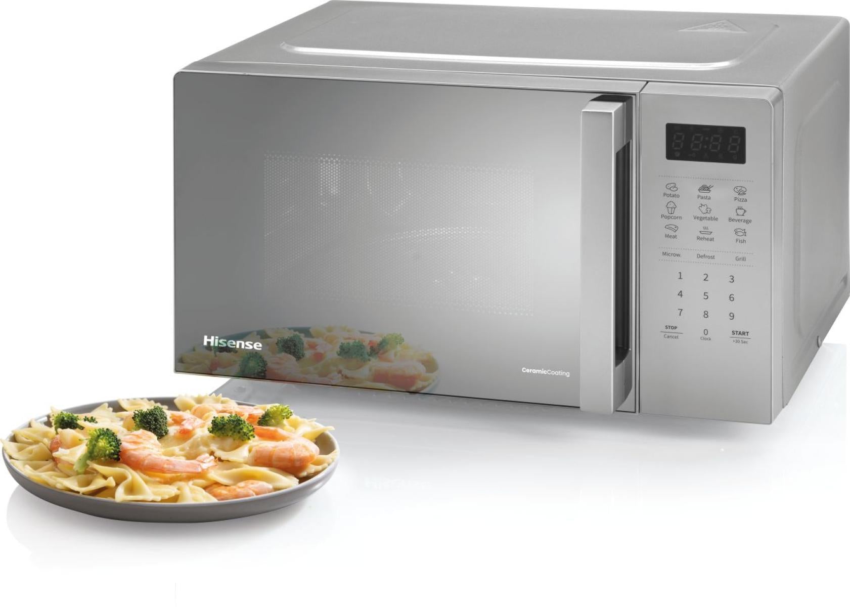 Hisense Kombi-Mikrowelle H20MOMS4HG – 20 l, Grill & Keramikboden, 700 W – Silber