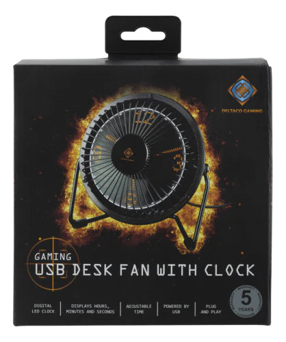 Deltaco Gaming USB-Tischventilator GAM-054 – 1 Stufe, Schwarz