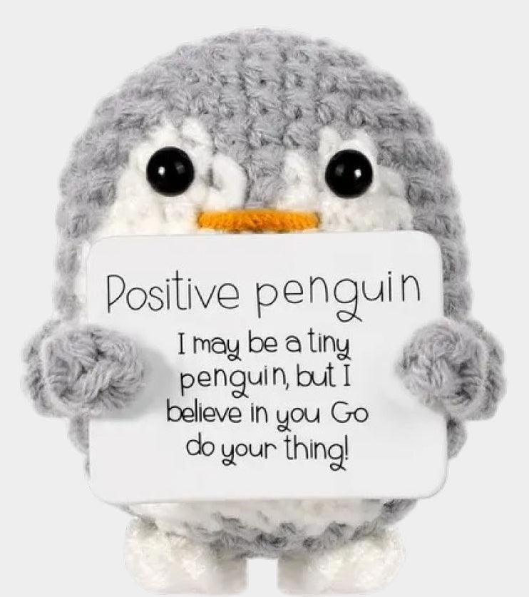 I am Creative Plüschtier Positive Penguin – 6,0 cm – Grau/Weiss