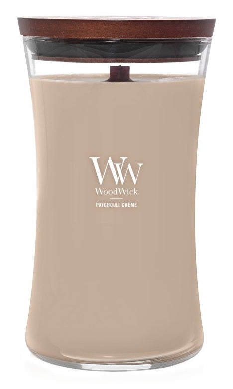 WoodWick Duftkerze Patchouli Creme, Sojawachs, Ø 10 cm, 18 cm, 1 Stück