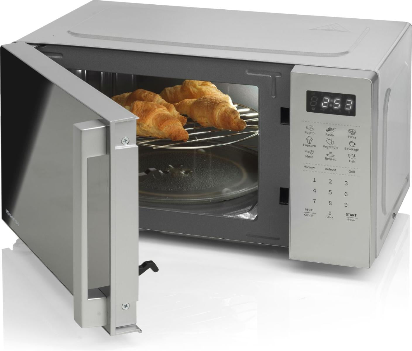 Hisense Kombi-Mikrowelle H20MOMS4HG – 20 l, Grill & Keramikboden, 700 W – Silber