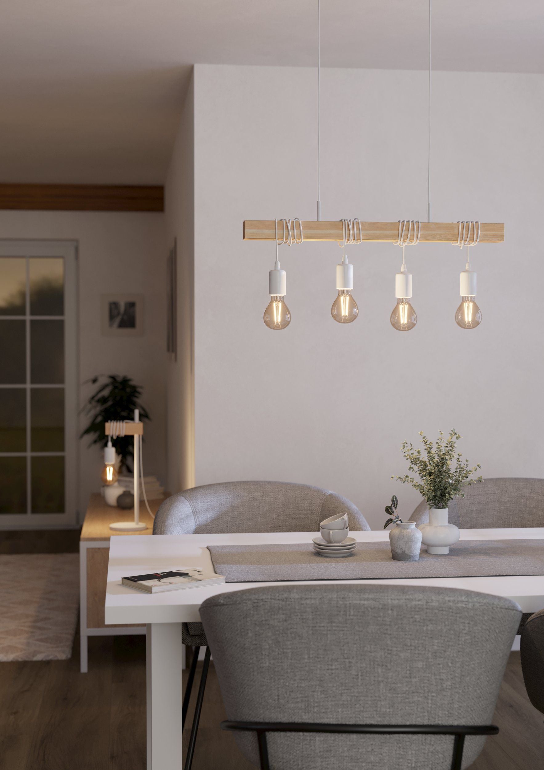 EGLO Hängeleuchte TOWNSHEND – 10,5 × 70 × 110 cm, 240 W, dimmbar, braun/weiss, exkl. Leuchtmittel