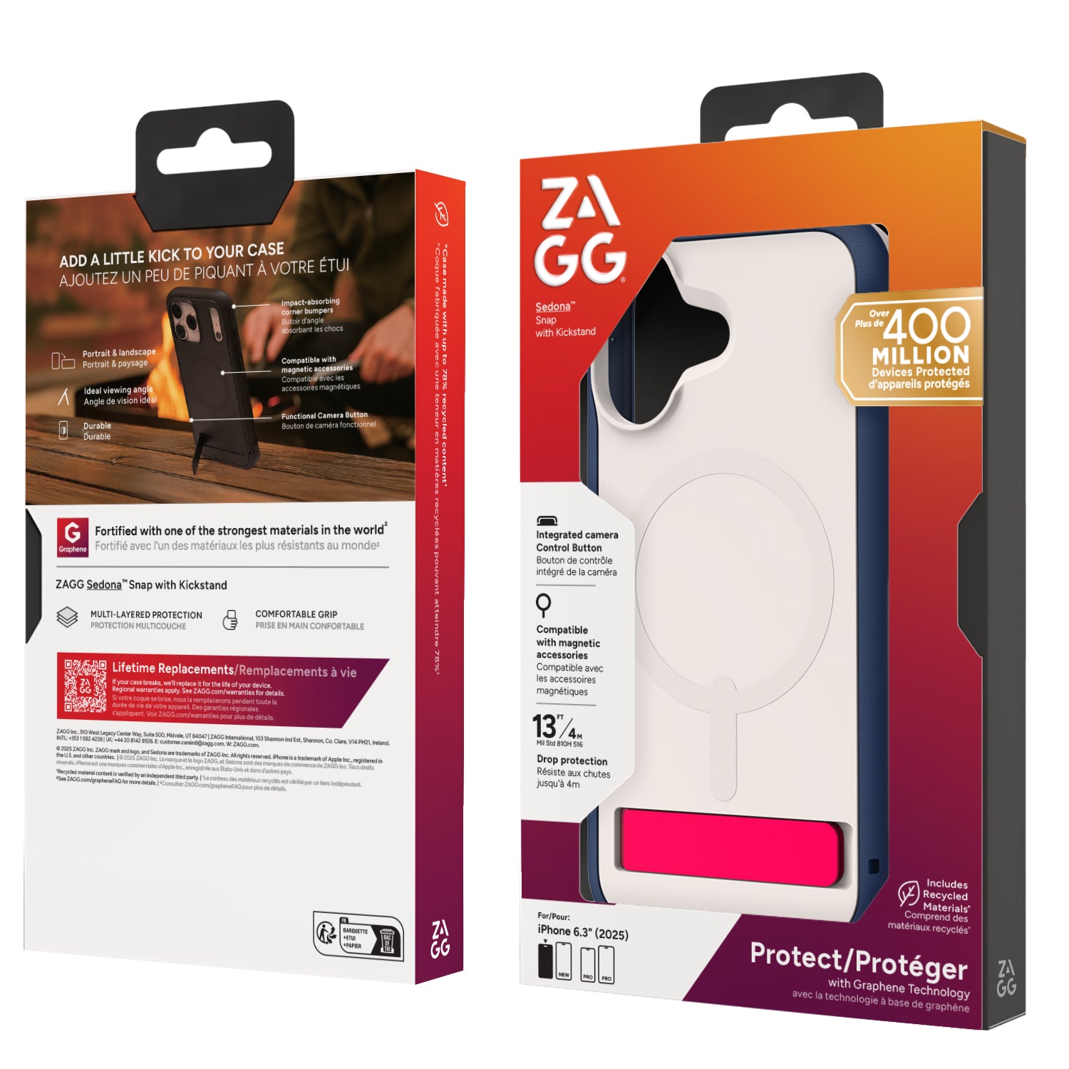 ZAGG Sedona Snap Backcover – für Apple iPhone 17, Graphen, Blau / Rot / Weiss, bis 4 m Sturzsicher