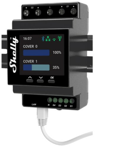 Shelly Pro Dual Cover PM – Zubehör – 2-Kanal, 16 A, WLAN/LAN/Bluetooth – für Rollläden, Garagentore, Markisen
