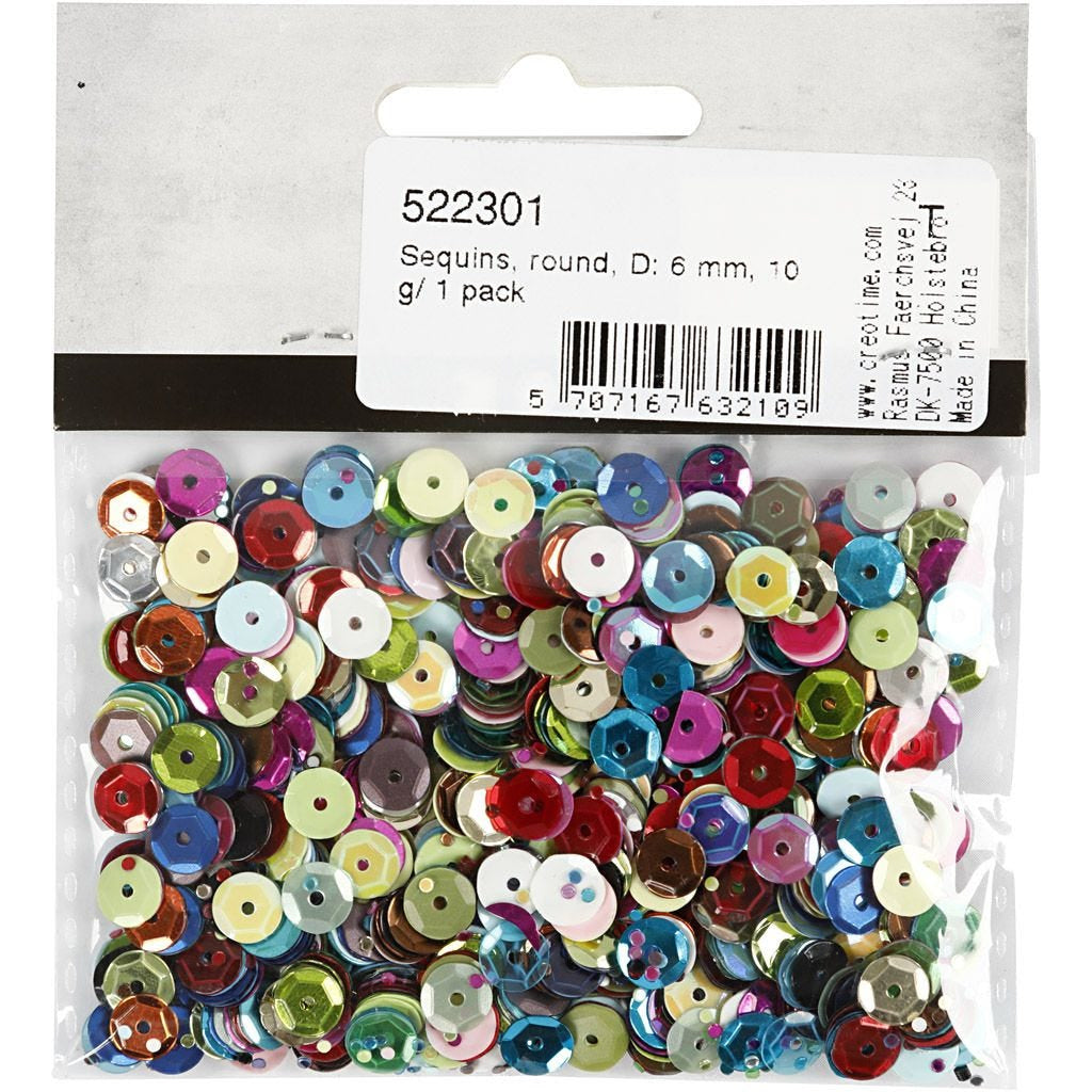 Creativ Company Pailletten, mehrfarbig, Ø 6 mm, 10 g