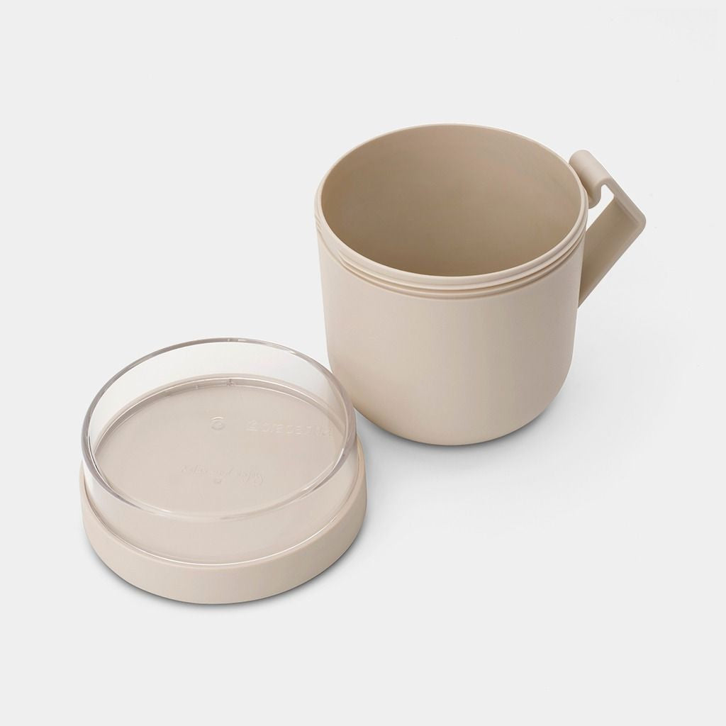 Brabantia Suppentasse – 600 ml, 13,0 × 11,0 × 13,0 cm, Kunststoff, Beige, mit Deckel, spülmaschinenfest