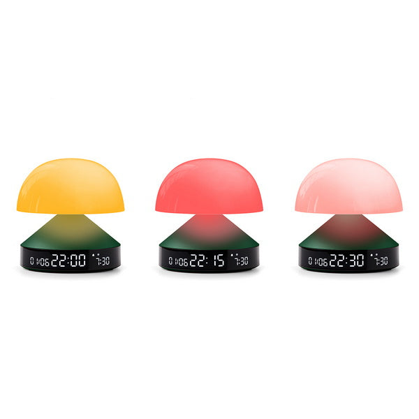 Lexon Lichtwecker Mina Sunrise – digital – 11 × 11 cm, dunkelgrün, Aluminium, USB, 5 Wecktöne