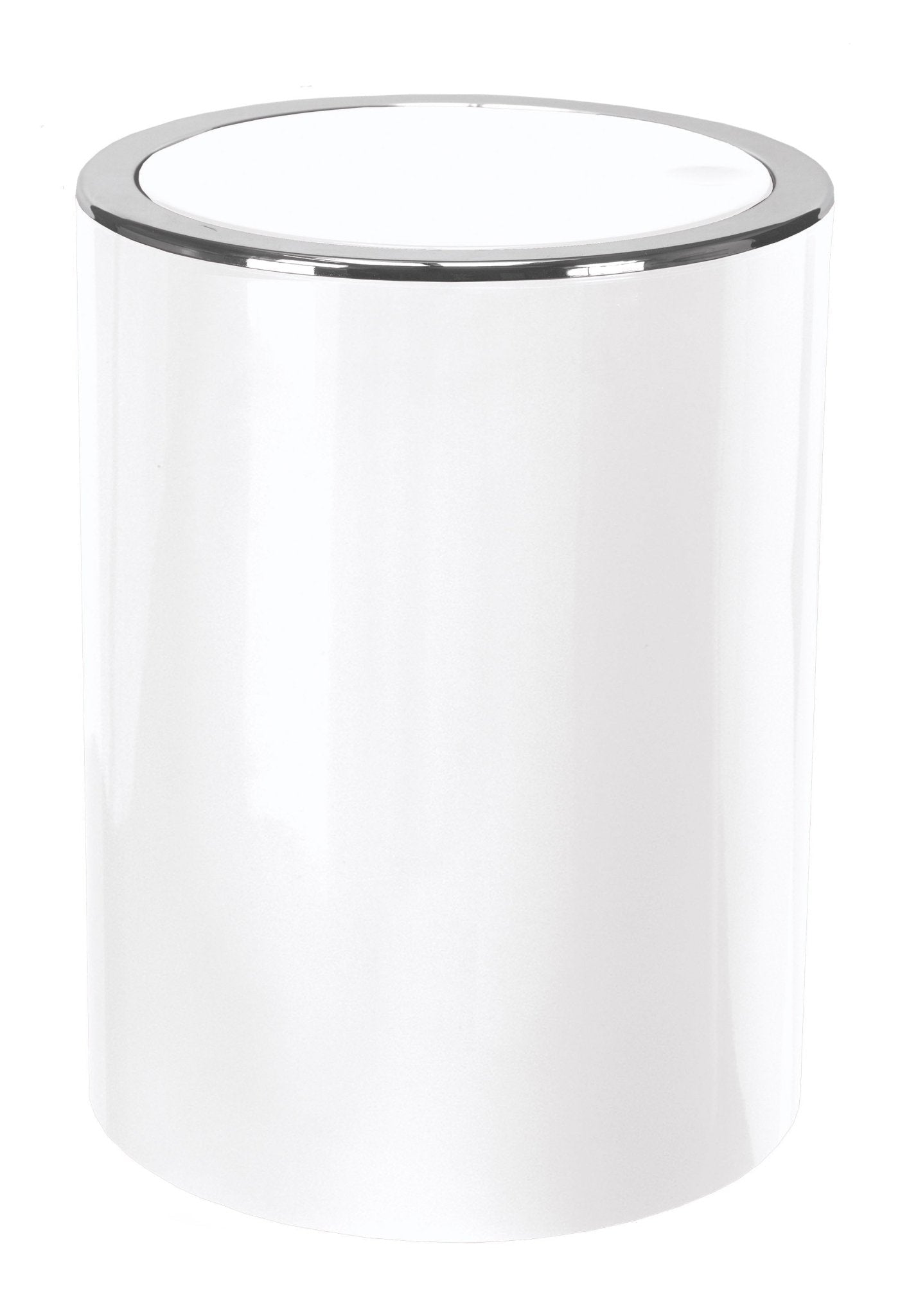 Kleine Wolke Schwingdeckel-Abfalleimer Clap Mini – 1,5 l – Kunststoff (ABS), rund – weiss glänzend