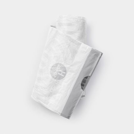 Brabantia Kehrichtsack für PerfectFit H – 60 l, mit Zugband, PE, weiss, 600 × 820 mm, 20 Stk