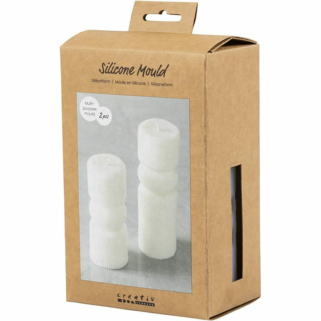 Creativ Company Kerzengiessform – Zylinder – Silikon – Ø 40 × 110 mm, Ø 40 × 140 mm – 2 Stück – Weiss