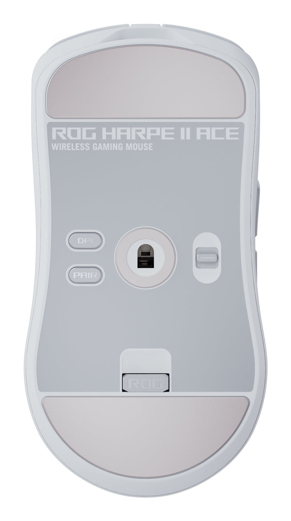 ASUS ROG Harpe II ACE WHT Gaming-Maus – kabellos, Bluetooth + 2,4 GHz, USB-A, 42'000 dpi, 2 Tasten, Weiss