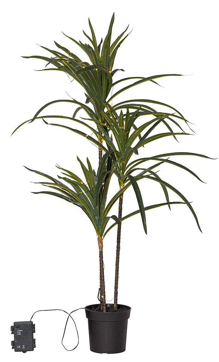Star Trading Bali Künstliche Pflanze – 90 cm – Kunststoff, Grün, 50 LEDs, Batteriebetrieben