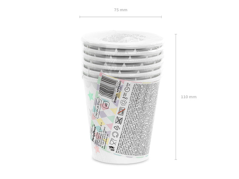 PartyDeco Becher, Papier/Karton – 1,8 dl, mehrfarbig – 6 Stk.